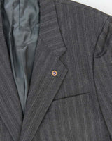 Vintage 1980s Yves Saint Laurent Wool Pinstriped Single Breasted Oversized Blazer - L