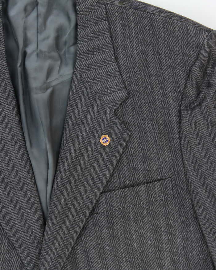 Vintage 1980s Yves Saint Laurent Wool Pinstriped Single Breasted Oversized Blazer - L
