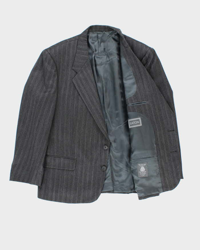 Vintage 1980s Yves Saint Laurent Wool Pinstriped Single Breasted Oversized Blazer - L