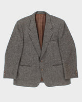 Vintage 1980s Yves Saint Laurent Speckled Tweed Wool Single Breasted Blazer - L