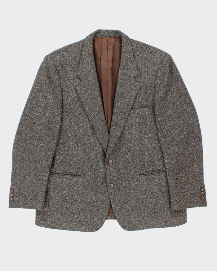 Vintage 1980s Yves Saint Laurent Speckled Tweed Wool Single Breasted Blazer - L