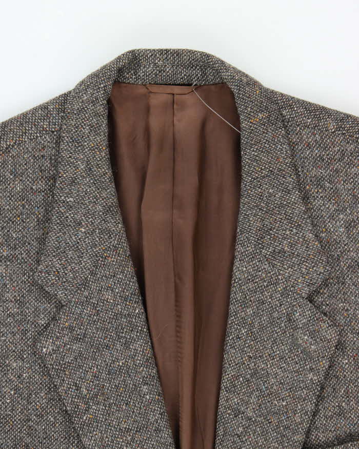 Vintage 1980s Yves Saint Laurent Speckled Tweed Wool Single Breasted Blazer - L