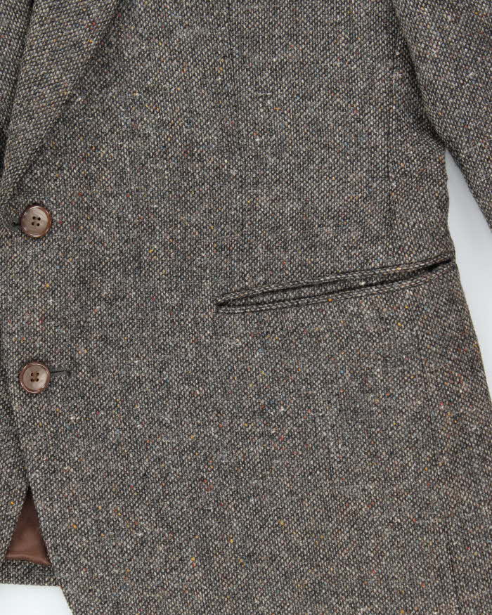 Vintage 1980s Yves Saint Laurent Speckled Tweed Wool Single Breasted Blazer - L