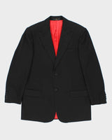 Vintage 00s Valentino Garavani Satin Detailed Wool Two-Piece Straight Leg Suit - L