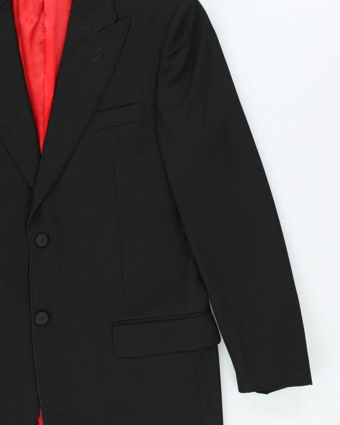 Vintage 00s Valentino Garavani Satin Detailed Wool Two-Piece Straight Leg Suit - L