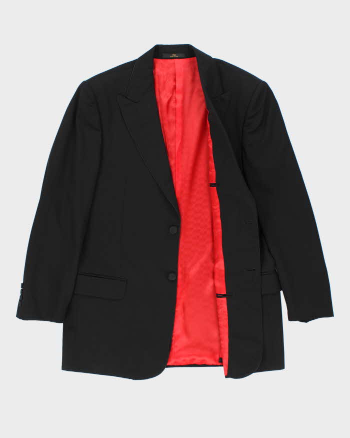 Vintage 00s Valentino Garavani Satin Detailed Wool Two-Piece Straight Leg Suit - L