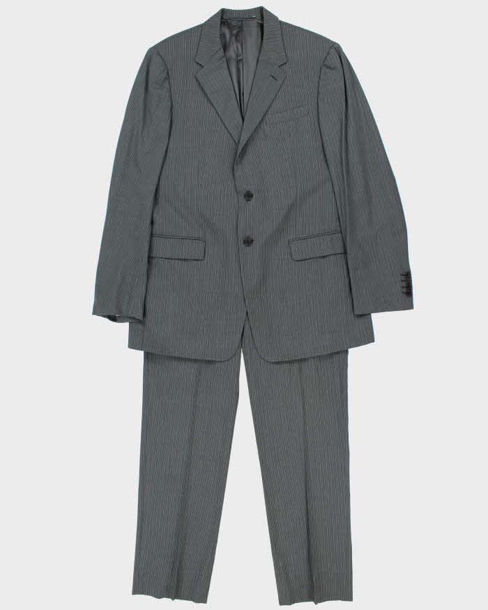 Vintage 00s Prada Pinstriped Wool Two-Piece Straight Leg Suit - XXL