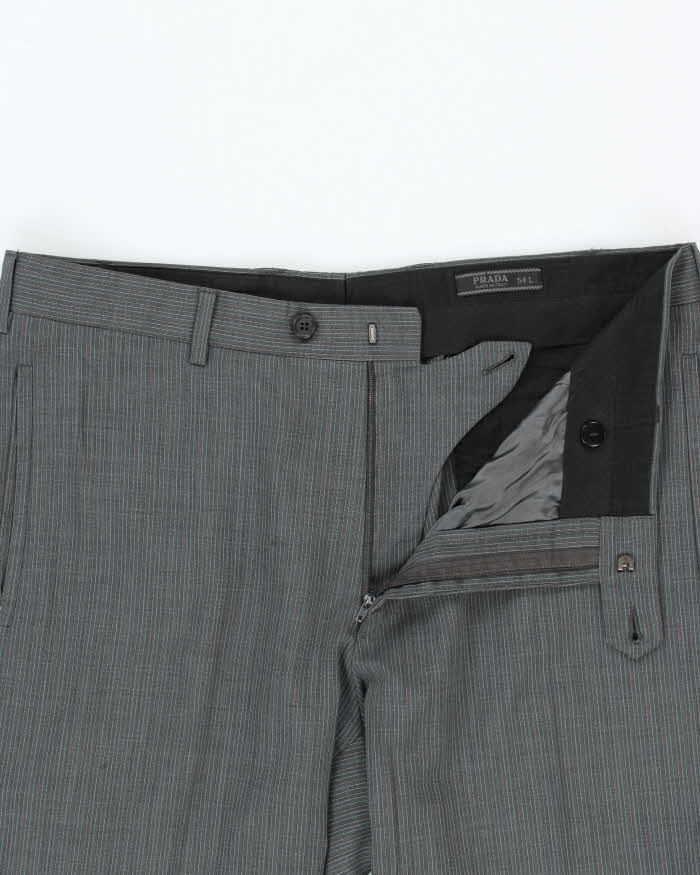 Vintage 00s Prada Pinstriped Wool Two-Piece Straight Leg Suit - XXL