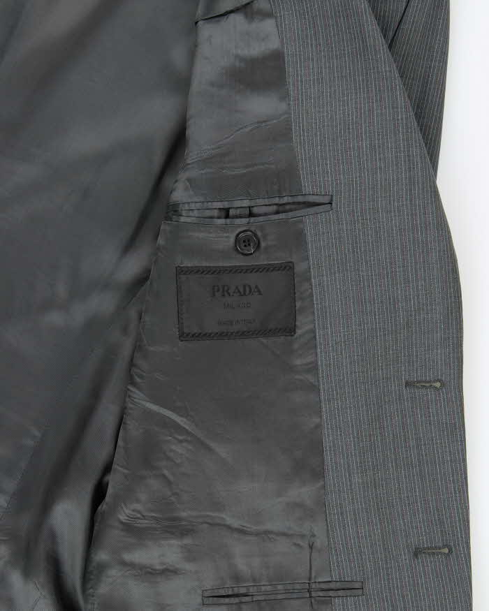 Vintage 00s Prada Pinstriped Wool Two-Piece Straight Leg Suit - XXL