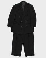 Vintage 1980s Donna Karan Wool Double Breasted Pleated Wide Leg Suit - XL