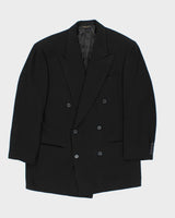 Vintage 1980s Donna Karan Wool Double Breasted Pleated Wide Leg Suit - XL
