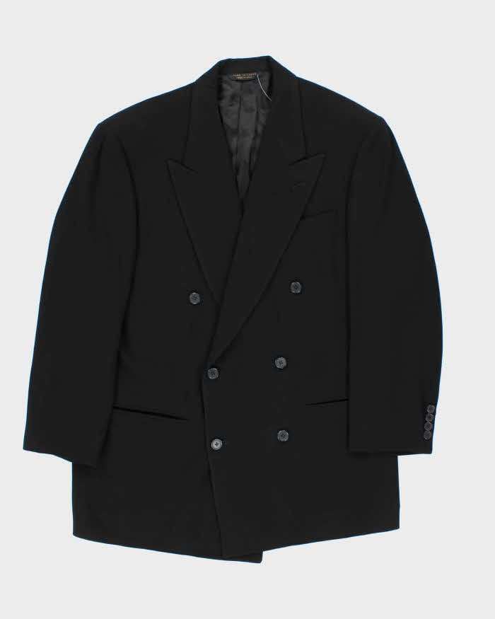 Vintage 1980s Donna Karan Wool Double Breasted Pleated Wide Leg Suit - XL