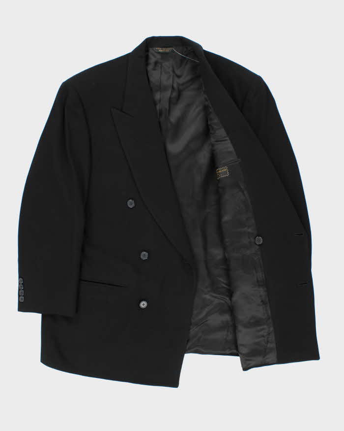 Vintage 1980s Donna Karan Wool Double Breasted Pleated Wide Leg Suit - XL