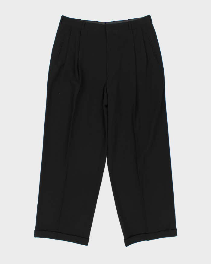 Vintage 1980s Donna Karan Wool Double Breasted Pleated Wide Leg Suit - XL