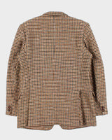 Vintage 1980s Harris Tweed Houndstooth Made In England Hand Woven Wool Blazer - L