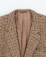 Vintage 1980s Harris Tweed Houndstooth Made In England Hand Woven Wool Blazer - L