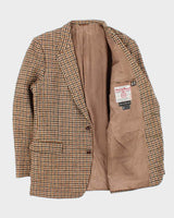 Vintage 1980s Harris Tweed Houndstooth Made In England Hand Woven Wool Blazer - L