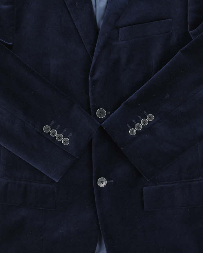 Vintage 00s Nautica Navy Velvet Single Breasted Blazer - M