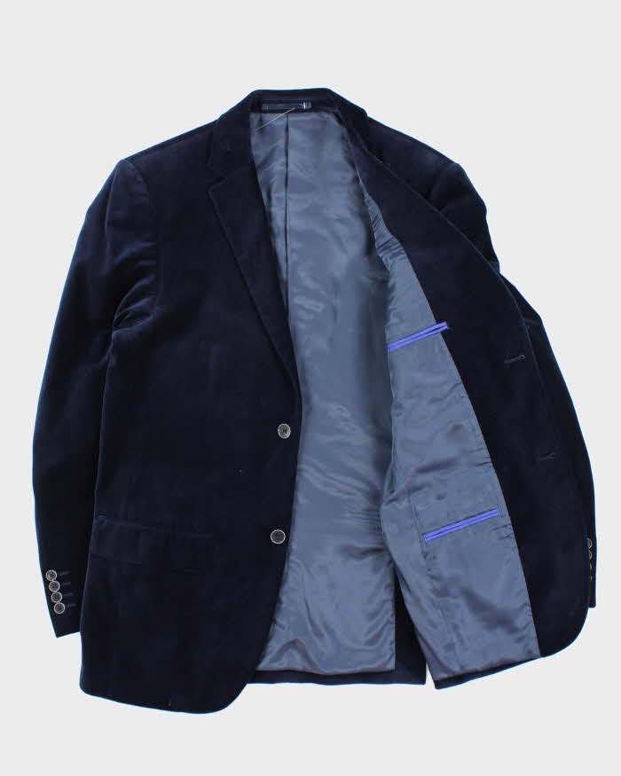 Vintage 00s Nautica Navy Velvet Single Breasted Blazer - M