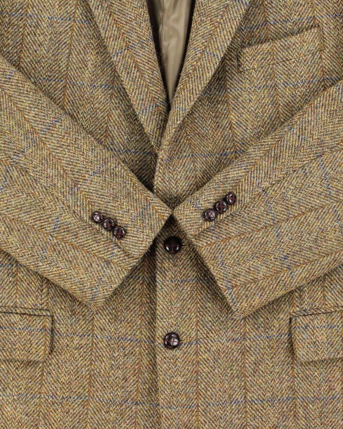 Vintage 00s Harris Tweed Hand Woven Wool Single Breasted Blazer - XXL