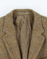 Vintage 00s Harris Tweed Hand Woven Wool Single Breasted Blazer - XXL