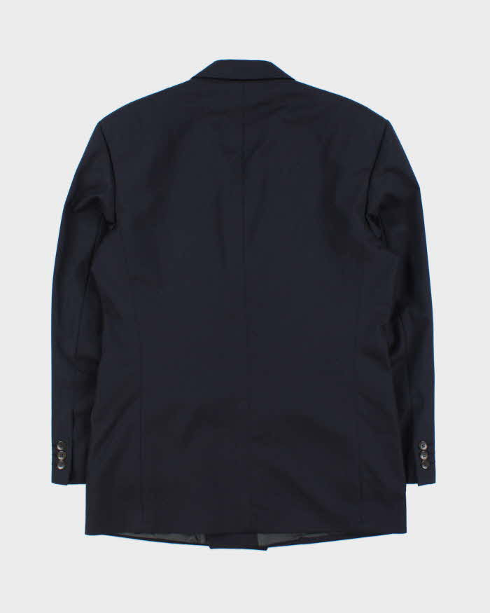 Vintage 1990s Yves Saint Laurent Navy Wool Double Breasted Blazer - M