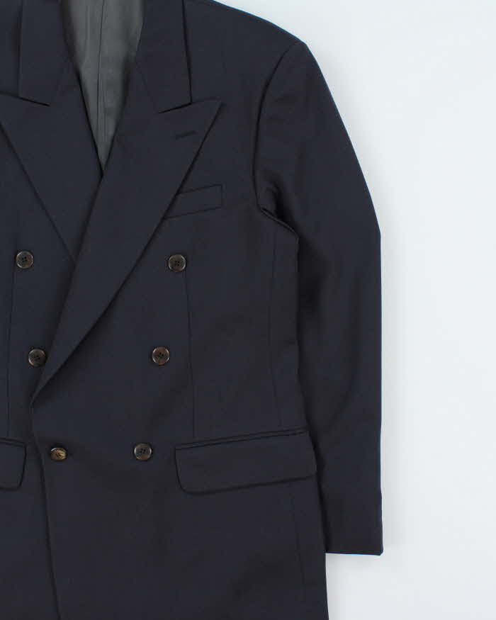 Vintage 1990s Yves Saint Laurent Navy Wool Double Breasted Blazer - M