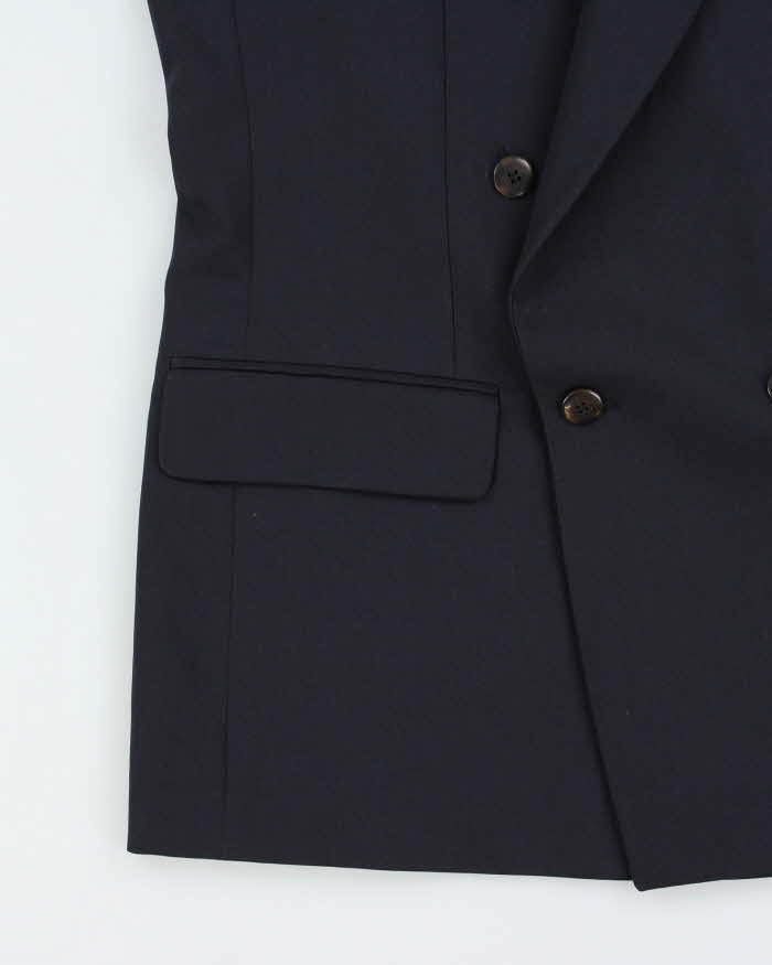 Vintage 1990s Yves Saint Laurent Navy Wool Double Breasted Blazer - M