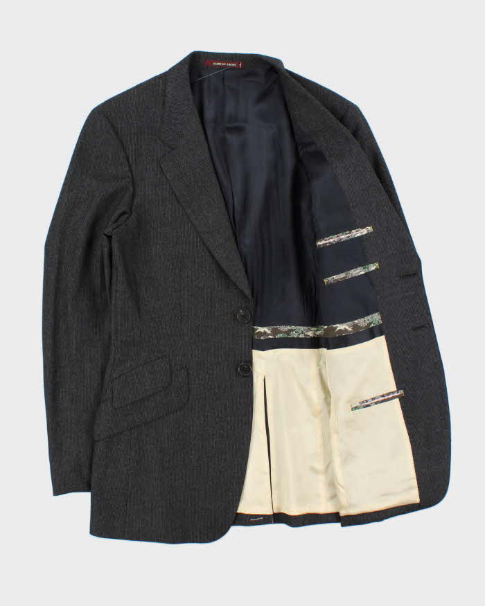 Vintage Y2K 00s Paul Smith Japanese Made Striped Wool Single Breasted Blazer - M