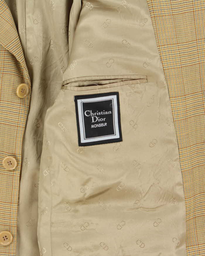 Vintage 1980s Christian Dior Wool Glen Check Single Breasted Blazer - XL