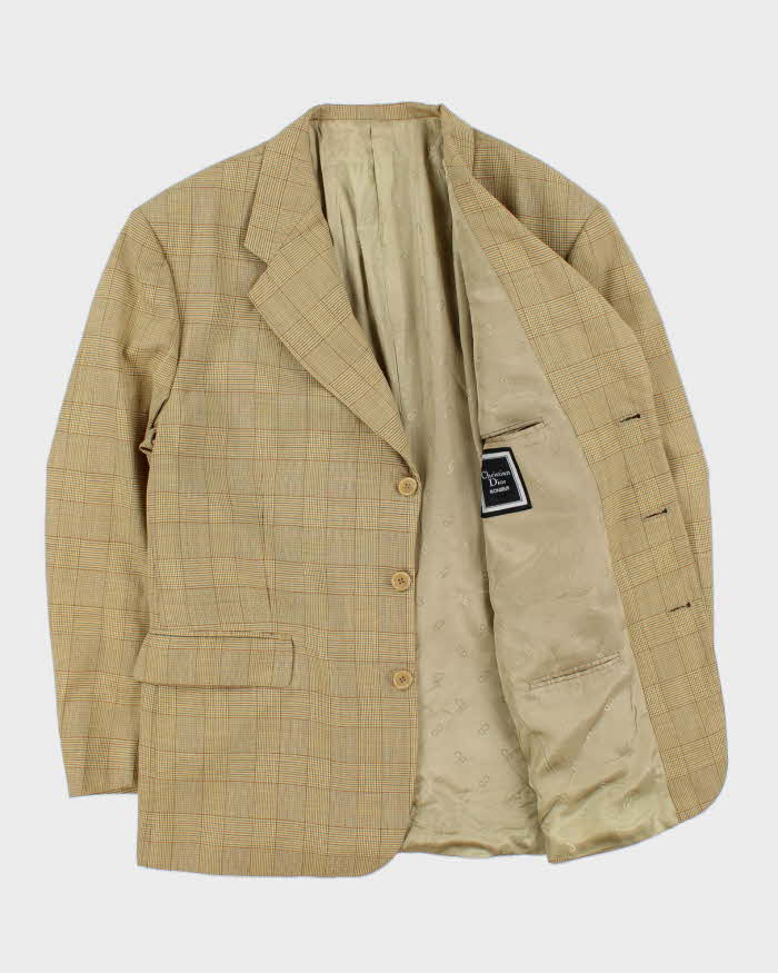 Vintage 1980s Christian Dior Wool Glen Check Single Breasted Blazer - XL