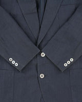 Vintage 1990s Burberry Japan Navy Linen Single Breasted Blazer - L