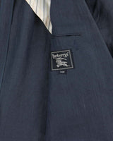 Vintage 1990s Burberry Japan Navy Linen Single Breasted Blazer - L