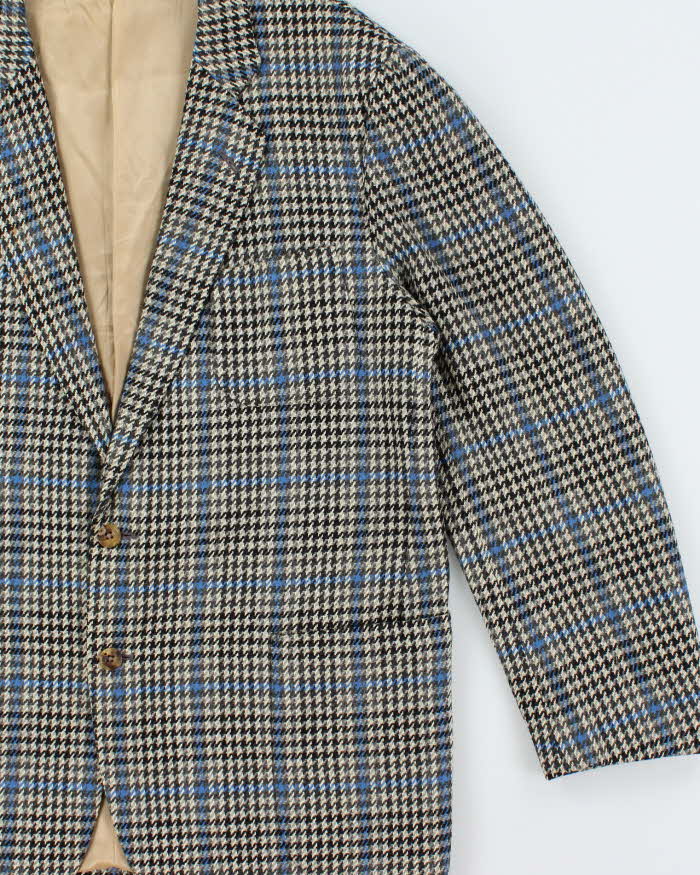 Vintage 1990s Burberry Japan Wool Houndstooth Single Breasted Blazer - XL