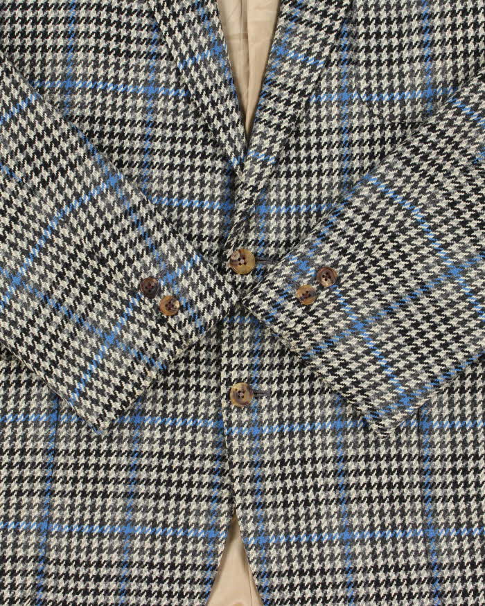 Vintage 1990s Burberry Japan Wool Houndstooth Single Breasted Blazer - XL