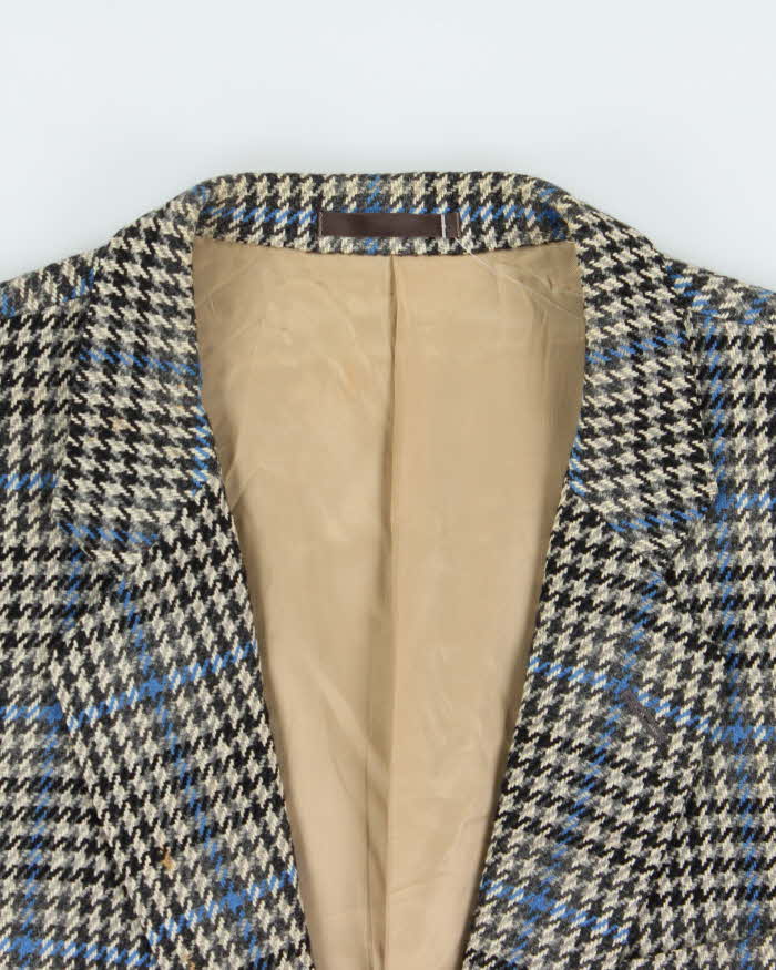 Vintage 1990s Burberry Japan Wool Houndstooth Single Breasted Blazer - XL