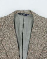 Vintage 00s Polo Ralph Lauren Houndstooth Tweed Wool Blend Single Breasted Blazer - M