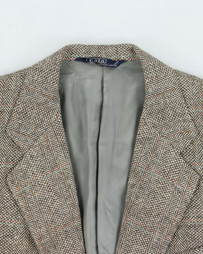 Vintage 00s Polo Ralph Lauren Houndstooth Tweed Wool Blend Single Breasted Blazer - M