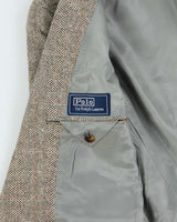 Vintage 00s Polo Ralph Lauren Houndstooth Tweed Wool Blend Single Breasted Blazer - M