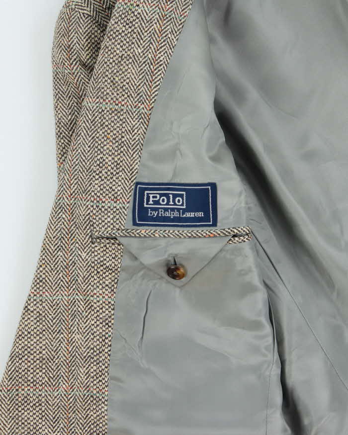 Vintage 00s Polo Ralph Lauren Houndstooth Tweed Wool Blend Single Breasted Blazer - M