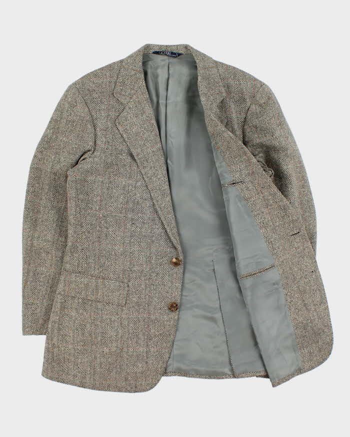 Vintage 00s Polo Ralph Lauren Houndstooth Tweed Wool Blend Single Breasted Blazer - M