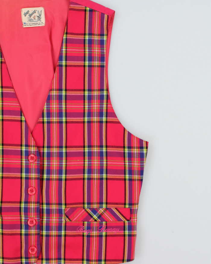 Vintage 1989 Bugs Bunny Plaid Waistcoat - S