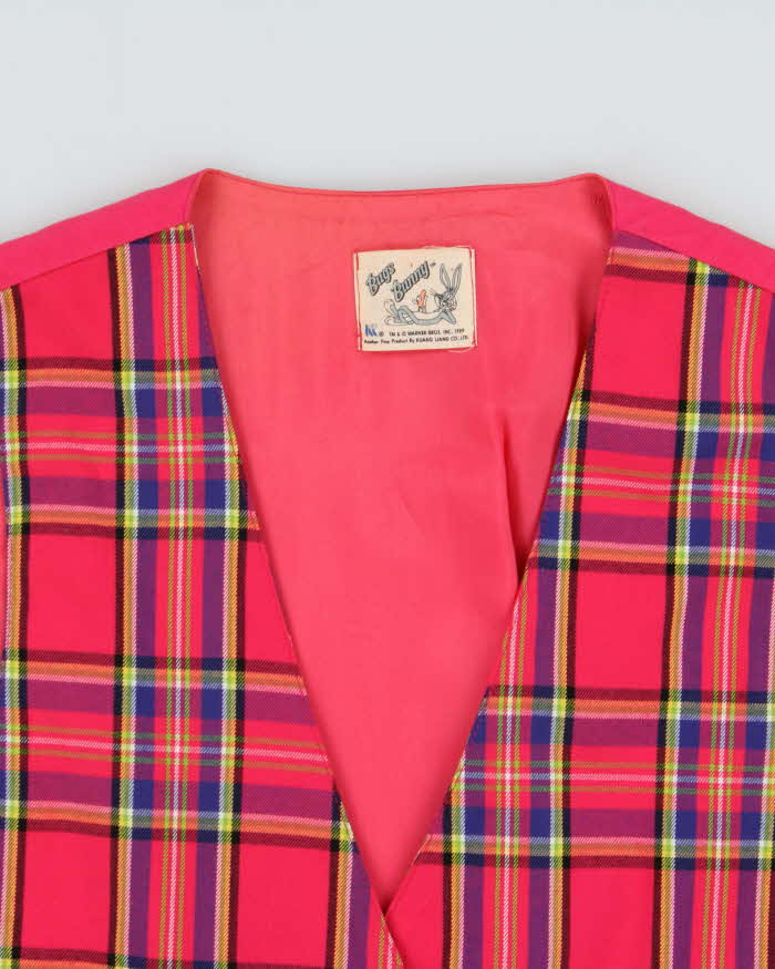 Vintage 1989 Bugs Bunny Plaid Waistcoat - S