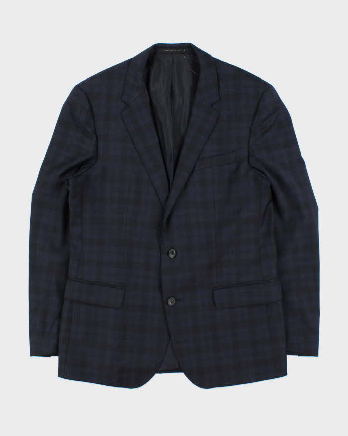 Vintage Hugo Boss Wool Tartan Stretch Single Breasted Blazer - L