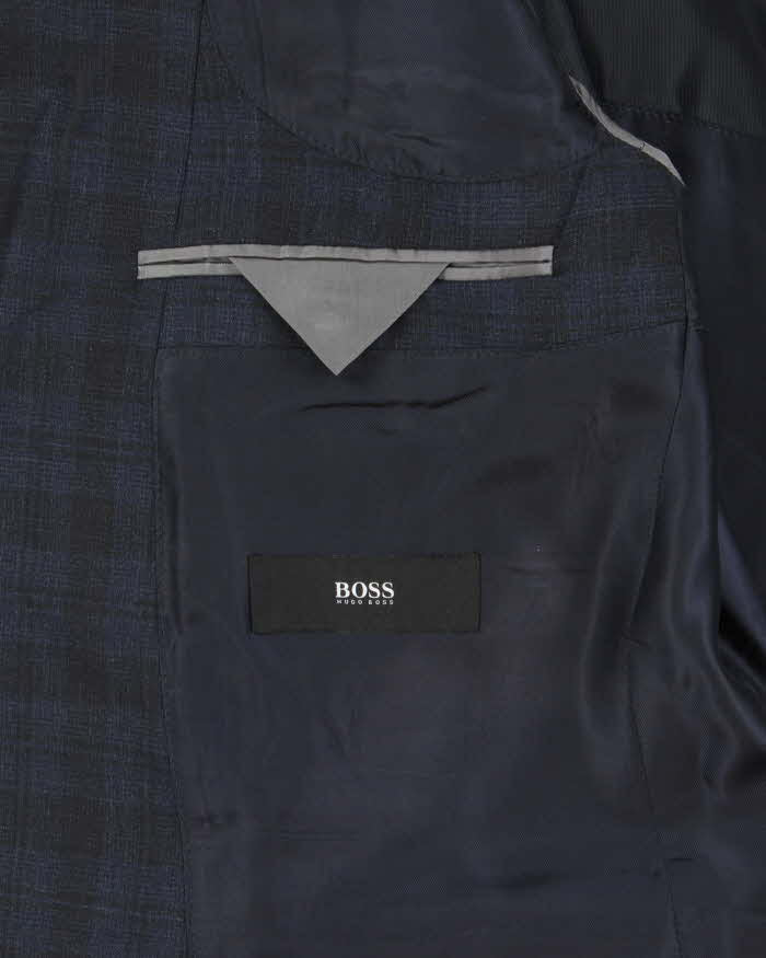 Vintage Hugo Boss Wool Tartan Stretch Single Breasted Blazer - L