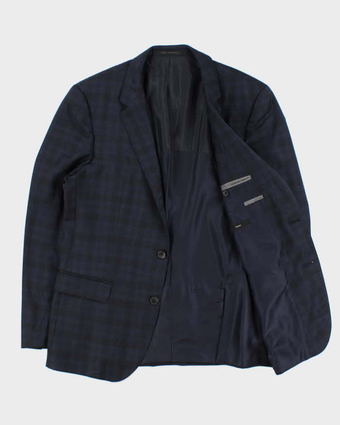 Vintage Hugo Boss Wool Tartan Stretch Single Breasted Blazer - L