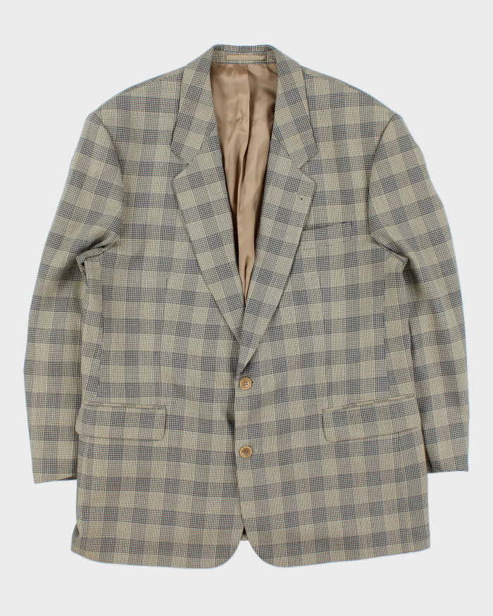 Vintage 1990s Hugo Boss Wool Houndstooth Check Single Breasted Blazer - XXL