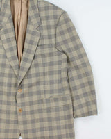 Vintage 1990s Hugo Boss Wool Houndstooth Check Single Breasted Blazer - XXL