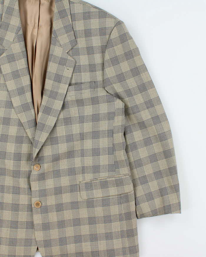 Vintage 1990s Hugo Boss Wool Houndstooth Check Single Breasted Blazer - XXL