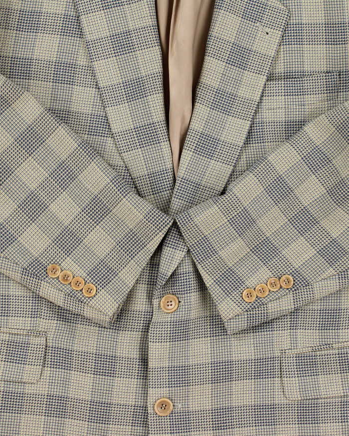 Vintage 1990s Hugo Boss Wool Houndstooth Check Single Breasted Blazer - XXL